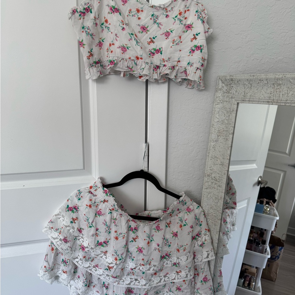 Altard state Floral Ruffle Crop Top and skort